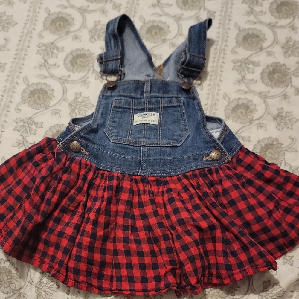 chic Kids Denim and Red Plaid Skirtall
